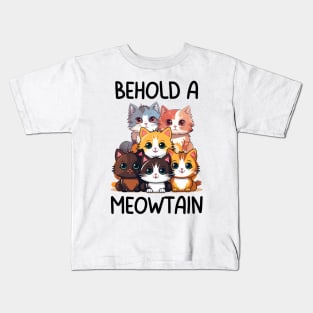 Cute Adorable Cats Behold a Meowtain Kids T-Shirt